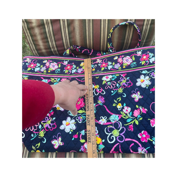 Vera Bradley Tote, Dark Blue with Floral Design, Large - Picture 10 of 11